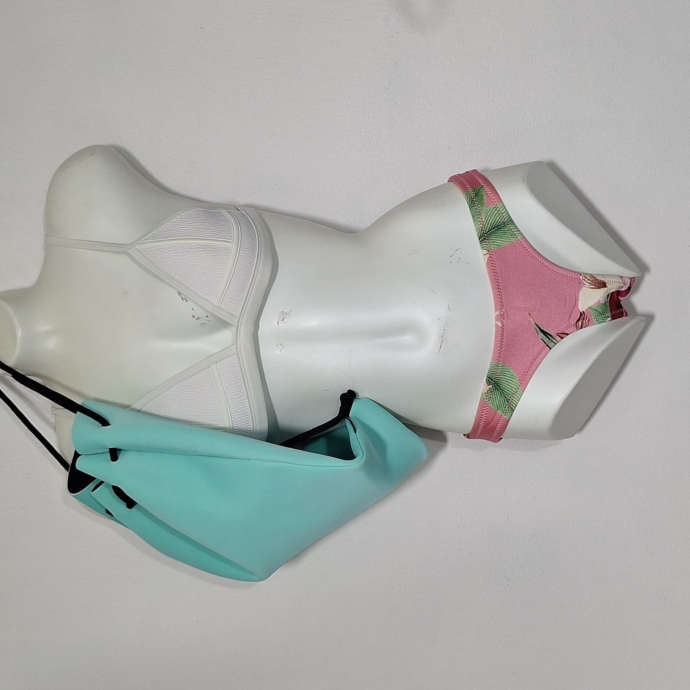 Triangl Swimwear White and Pink Bikini Swim  Cinch Bag